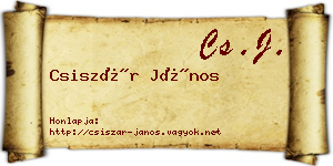 Csiszár János névjegykártya